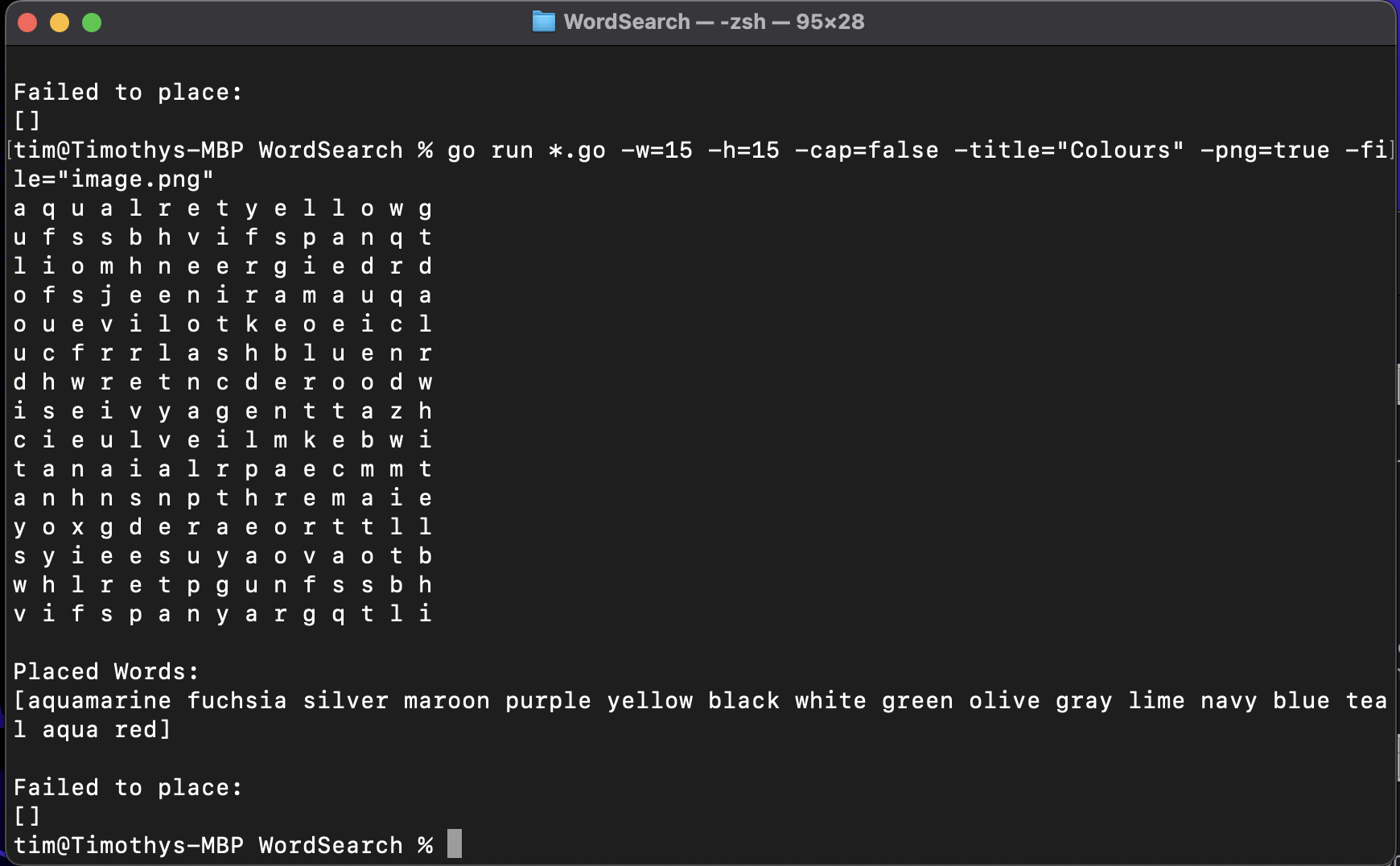 Command line wordsearch